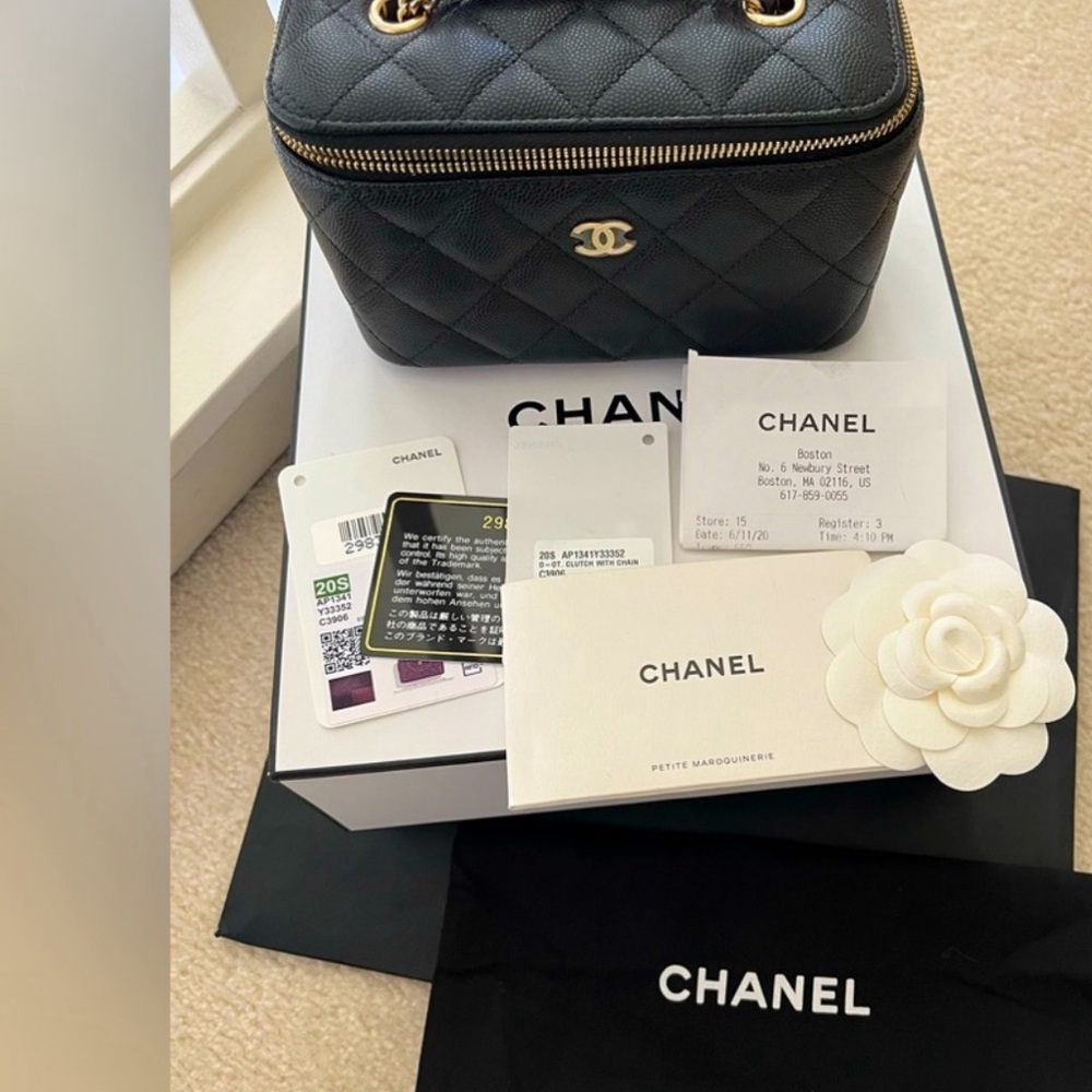 Chanel Black Quilted Cosmetic Case